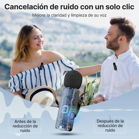 Two people using Wireless Lavalier Microphone For USB-C iPhone 15 16 17 Series with noise cancelling outdoors