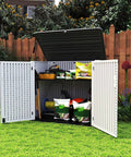 Big Weatherproof Outdoor Storage Shed Box For Garden And Backyard, Waterproof 48 Cu Ft Capacity, holds tools and equipment
