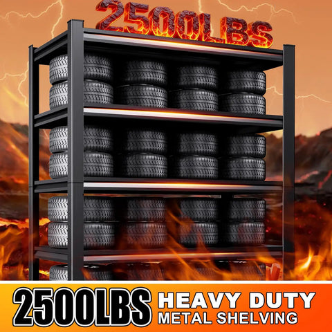71.2 Inch Tall Beefy Heavy Duty Garage Shelving Unit With 2500 Lb Load Capacity Adjustable Five Tier Metal Standing Shelves