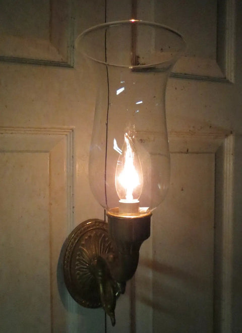 Medium Royal Craft Clear Hurricane Shade With One And Five Eighths Inch Fitter And Eight And A Quarter Inch Height on wall lamp
