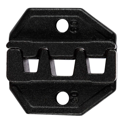 Close-up of interchangeable dies for Wire Ferrule Crimping Tool For AWG 2 4 6 And DIN 16 25 35 mm2 With Right Angled Head.