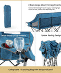 Portable Folding Double Duo Camping Chair Loveseat For Two With Extra Cozy Padding And Wine Glass Holders showing features
