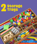DIY Arts And Crafts Starter Kit Mega Box With Pounds Of Craft Supplies For Kids Ages Four Through Twelve in cardboard trays