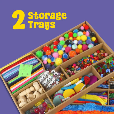 DIY Arts And Crafts Starter Kit Mega Box With Pounds Of Craft Supplies For Kids Ages Four Through Twelve in cardboard trays