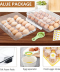 Egg Organizer For Refrigerator, 36 Egg Stackable Storage Box with eggs, EVA foam pads, egg separator, and egg stickers