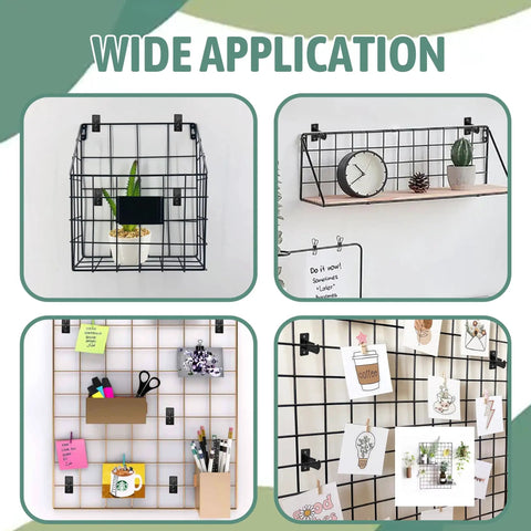 Wall displays using 26 Piece Gridwall Mount Brackets Black With Screws And Wall Anchors for retail, home, and office organization