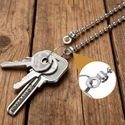 28Pcs Ball Chain Loop Connectors 10mm Pull Loop Crimp Links For Bead Chains Stainless Steel Durable And Corrosion Resistant Easy Install Attachments For Ceiling Fans And DIY Jewelry Projects, shown on keychain