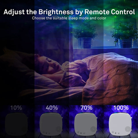 Galaxy Star Projector With Bluetooth Speaker Lit Night Light Nebula Cloud Projector For Kids Room Bedroom Decor Remote Control Ambience Led Sky Show Perfect Gift For Bedtime And Travel adjusts brightness with remote showing percentages