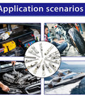Pro Grade Automotive Wire Crimp Pins Kit with 1.0 to 3.5mm terminals shown in car, motorcycle, and marine applications