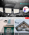 Solar Powered Outdoor Lights With Remote Control No Brainer Bright, 210 LED Flood Light IP65 Waterproof in rain and snow