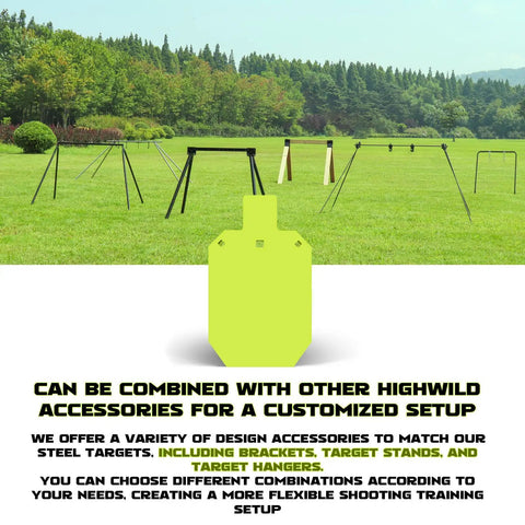 AR500 Steel Target For Real Shooters, IDPA IPSC Torso Silhouette Metal Target With Laser Cut Precision in grassy field