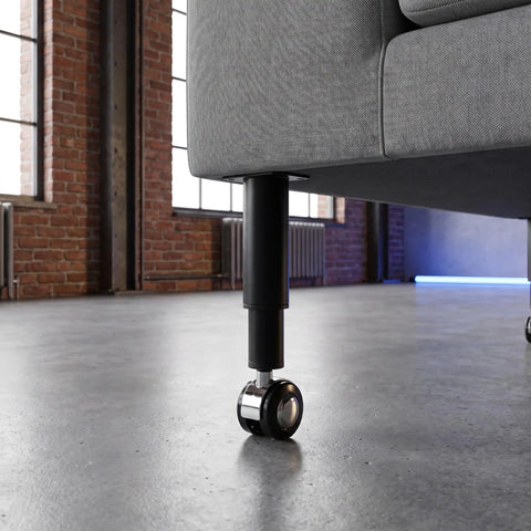 Adjustable Telescoping Metal Desk Legs With Swivel Casters For Heavy Furniture Leveling Feet Fits Cabinets Sofas Beds Desks And Dressers Replacement Sturdy Glide Feet For Easy Height Adjustment And Rock Solid Support, black metal leg under sofa