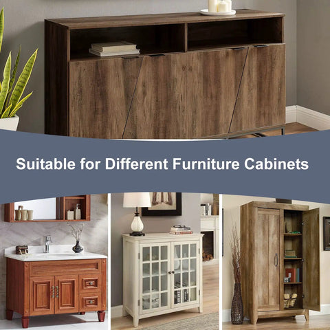 Image showcasing heavy duty stainless steel butt hinges for various cabinet styles, including polished silver finishes.