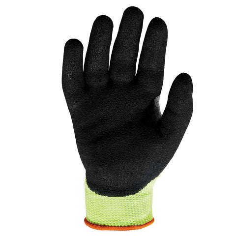 ProFlex 7041 Lime Cut Resistant Gloves With Nitrile Coated Palms For Superior Grip Hi Vis Safety ANSI A4 Cut Protection Large front view