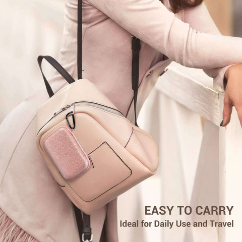 Heavy Duty Fly Pink Glitter MP3 And MP4 Player Case Grab And Go Travel Bag For Ipod Touch Drop Proof Guard, attached to pink backpack.