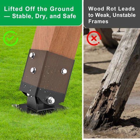 Heavy Duty Swing Set Brackets A Frame Hardware Kit With 1 Middle Bracket And 2 Leveling Base Brackets Fits 4x4 Posts And 4x6 Beams Keeps Backyard Swing Set Stable Dry And Safe With Multi Angle Leveling For Uneven Ground