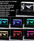 Crystal Hummingbird Laser Engraved 3D Figurine Gift For Her And Him, Dope K9 Crystal Display With Colorful LED Base in various colors