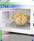 12.75 Inch Microwave Plate Replacement Fits WB49X10129 WB49X10074 Glass Turntable Plate with popcorn inside a microwave
