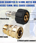 Hourleey pressure washer quick-connect fittings set, brass M22 to 3/8-inch adapters, 2-pack (close-up view).