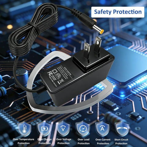 12V Replacement Charger For Recital 61 And 88 Key Digital Pianos, 12V DC 2A Power Adapter with safety protection features