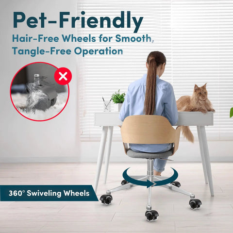 Heavy Duty Office Chair Casters Set Of 5 Replacement Wheels For Hardwood Floors And Carpet, person sitting with cat