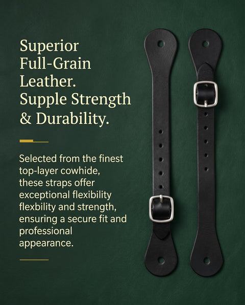 Full-grain leather spur straps for Western Cowboy Spurs Set With Six Hole Spur Belt, durable and flexible
