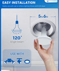 Installing BR30 LED Flood Light Bulbs 11W Low Power into recessed ceiling can, illustrating 120° beam angle and compatibility.