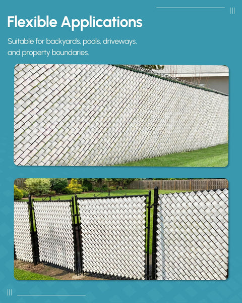 Privacy Weave Fence Slats For Chain Link Fences Easy DIY Privacy Solution White Polyethylene Slats Fits 2 Inch To 2 3 8 Inch Mesh