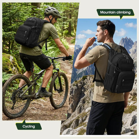 Cyclist and hiker using Lightweight Running Hydration Backpack With 2L Water Bladder For Trail Runs And Bike Rides