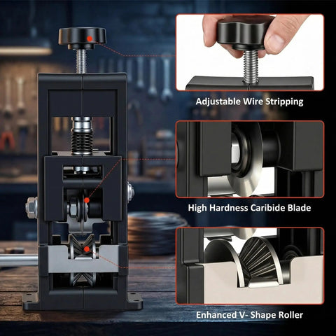 Beast Of A Drill Powered Wire Stripper Machine With Hardened Blades And V Groove Rollers For 0.06 To 1 Inch Wires detailing parts