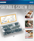 Versatile Sheet Metal Screws Kit With 155 Self Tapping Tek Screws In Six Sizes From Half Inch To Two Inches Zinc Plated