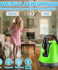 Submersible Sump Pump With Adjustable Flow For No Fuss Water Removal Portable Electric Pool Draining Pump in living room