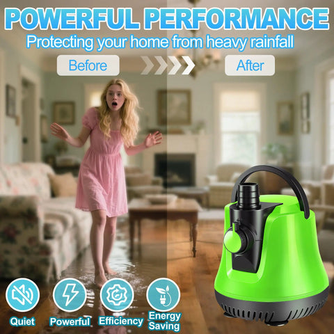 Submersible Sump Pump With Adjustable Flow For No Fuss Water Removal Portable Electric Pool Draining Pump in living room