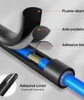 Heavy Duty Heat Shrink Tubing Kit For Wires With Three To One Shrink Ratio Marine Grade Dual Wall Adhesive Liner Black