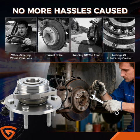 Mechanic installing Wheel Bearing And Hub Assembly With Abs Beefy For GM Trucks And Full Size SUVs 6 Lug 4WD Fits Tahoe Silverado Suburban Sierra Yukon Escalade 515160 Premium Quality