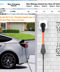 NEMA TT-30P To 14-50R EV Charger Adapter Cord For Level 2 Home Charging shown connected to an electric vehicle in driveway