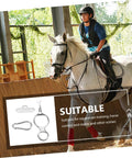 Stainless Steel Horse Stirrup And Tie Ring Set For Trailers And Show Ready Riders Durable Trailer Accessory Clip shown next to rider