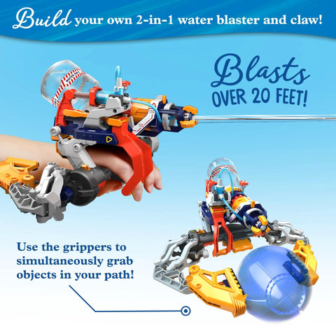 Wearable Hydraulic Water Blaster Kit With 150 Pieces Lets You Build Five Models And Soak Opponents From Up To Twenty Feet