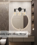 Three-Light Slick Oil Rubbed Bronze Bathroom Vanity Light With Clear Glass Shades Waterproof Modern Wall Sconce Over Mirror