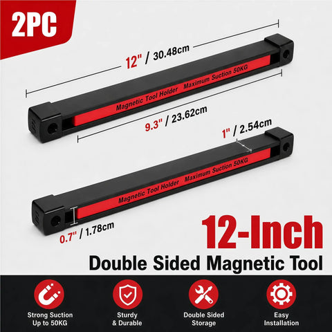 Heavy Duty Double Sided Magnetic Tool Holder Strips Keep Your Garage Gear Snug And Ready On Any Steel Surface Because This Tough 12 Inch Bar Set Packs Killer Suction Power