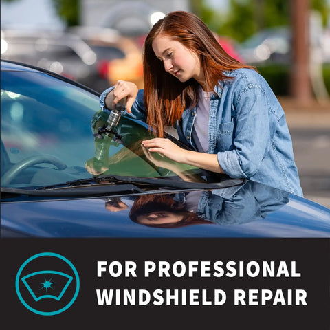 Person using CrackWeld 1000 Windshield Repair UV Resin For Long Cracks Over Six Inches Pro Grade Auto Glass Glue Fluid