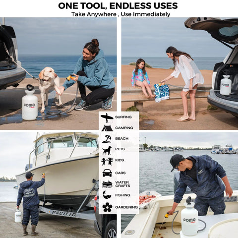High Pressure 5L Portable Shower Kit Hand Pump 45 PSI No Power Needed for Camping beach dog wash and boat cleaning use