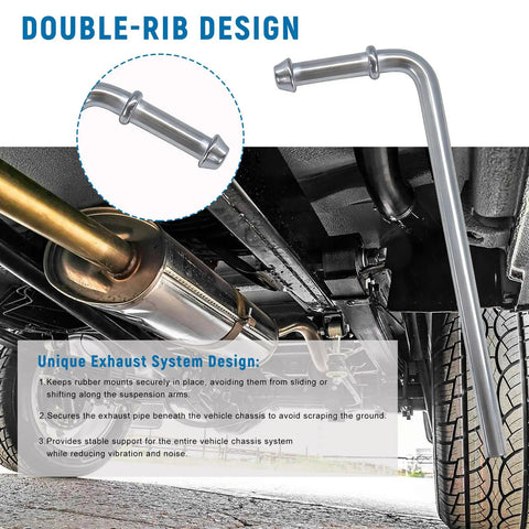 Heavy Duty Double Ribbed 90 Degree Bend Exhaust Hanger Rod Kit For Weld In Place Universal Muffler Bracket Support Rods Fit Wide Range Of Car Pipes And Rides, galvanized iron, 0.39 inch