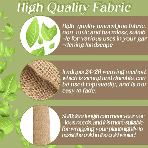 High quality fabric with jute texture for Natural Burlap Roll 60 Inch By 100 Feet Garden Weed Barrier Fabric, plants and text