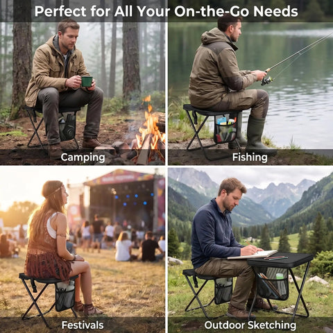 2-Pack 2-In-1 Folding Chair And Backpack Chair With Storage And Adjustable Strap Portable Stool For Camping, Fishing, Festivals, Sketching