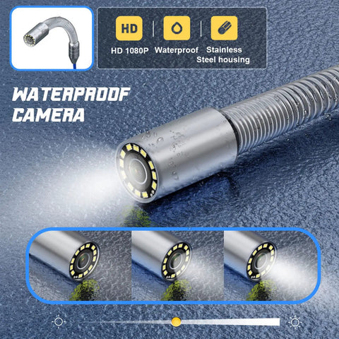 Badass Heavy Duty 9 Inch Sewer Inspection Camera With 23mm Flexible Head and rugged steel waterproof camera with HD 1080P quality.