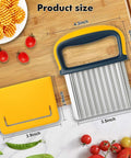 Paoeyrb 2-pack crinkle cutter set, Amazon front view; blue-handled, stainless steel wavy blades with yellow blade guard