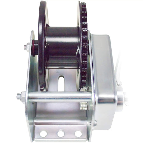 Side view of Brake Winch Heavy Duty 350 To 2500 Lb Capacity For Trailers And Hauling, rust resistant powder coated finish