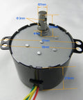 110V 50KTYZ Synchronous Gear Motor, 6W Low Noise Slow Speed Reducer, CW CCW, 10 To 12 RPM, High Torque Electric Motor dimensions