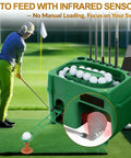 Automatic Golf Ball Dispenser And Tee Up Trainer For Driving Range And Home Practice With 40 Ball Capacity in use on grass